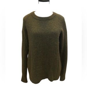 Aritzia Babaton Oversized Alpaca Blend Olive Crew Neck Sweater Size XS EUC